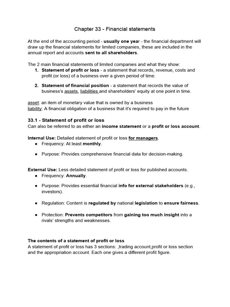 Financial Statements Overview for Companies | PDF | Equity (Finance ...