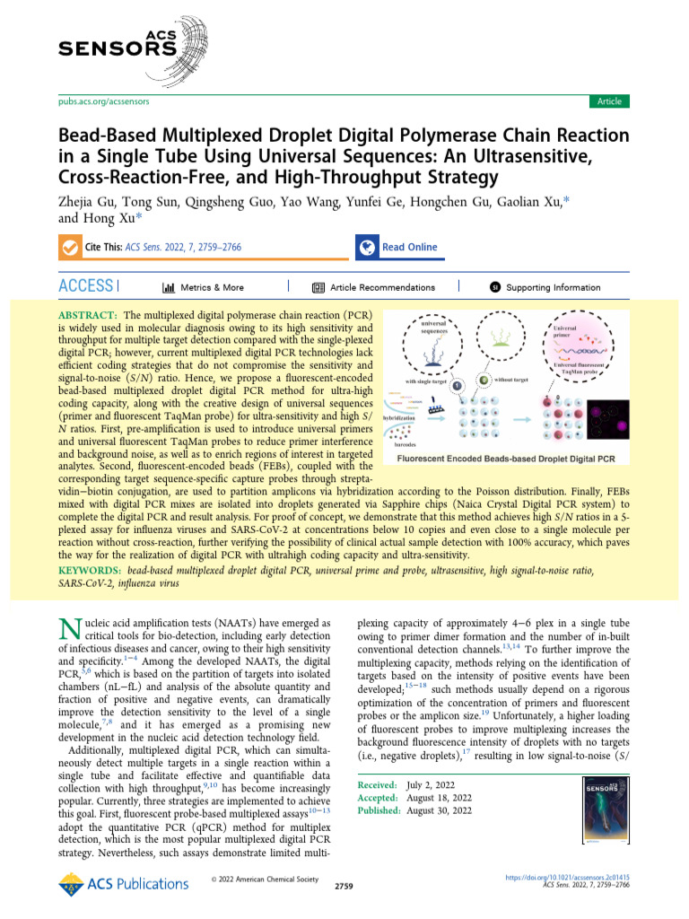 Bead-Based Multiplexed Droplet Digital Polymerase Chain Reaction in A ...