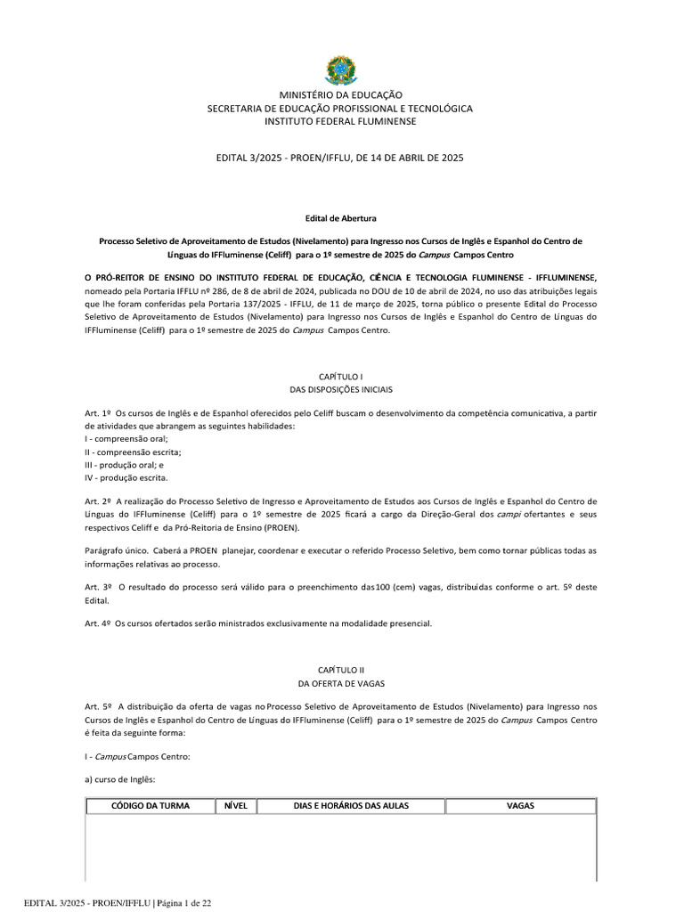 Edital+3 2025+ +proen Ifflu,+de+14+de+Abril+de+2025 | PDF | Linguística