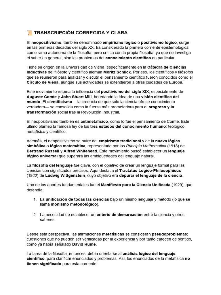 ? Transcripción Corregida y Clara | PDF | Positivismo | Epistemología