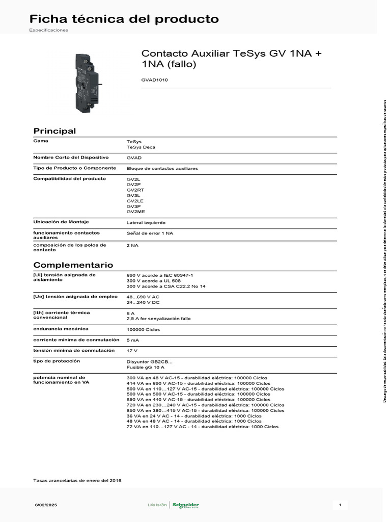 Schneider Electric - TeSys-Deca-frame-2 - GVAD1010 | PDF | Residuos ...