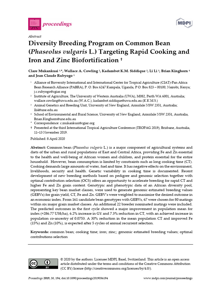 Diversity Breeding Program On Common Bean Phaseolu | PDF | Plant ...