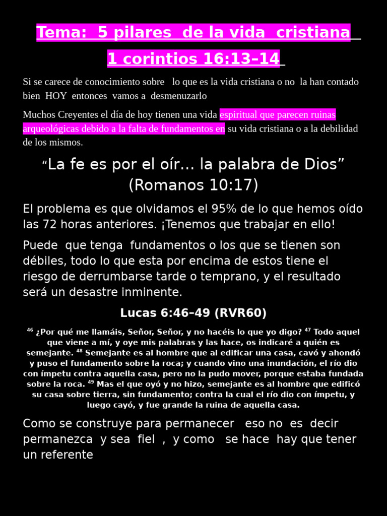 5 Pilares de la Vida Cristiana | PDF | Amor | Cristo (título)