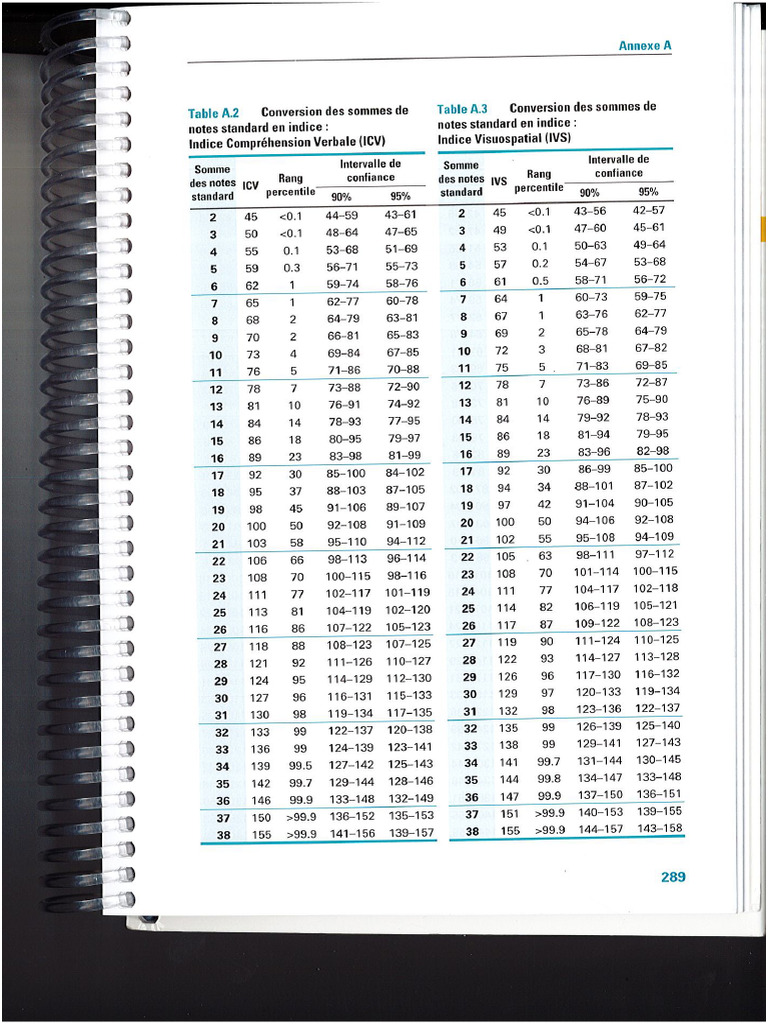 Conversion NS en Indices Pour La WISC 5 | PDF