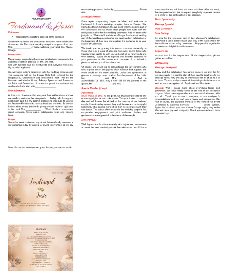 2025 - Event Hosting Script | PDF | Bridesmaid | Ceremonies