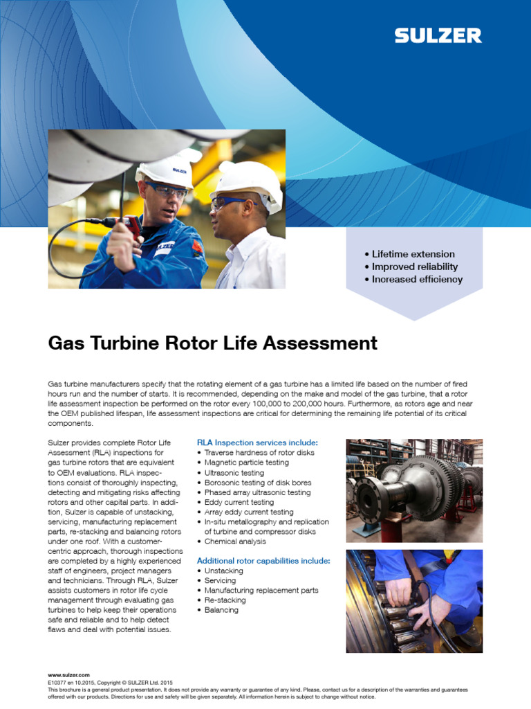 Gas Turbine Rotor Life Assessment Services | PDF | Turbine | Gas Turbine