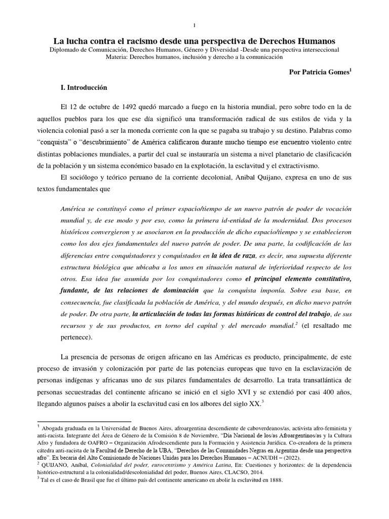 Lucha contra el Racismo y Derechos Humanos | PDF | Racismo ...