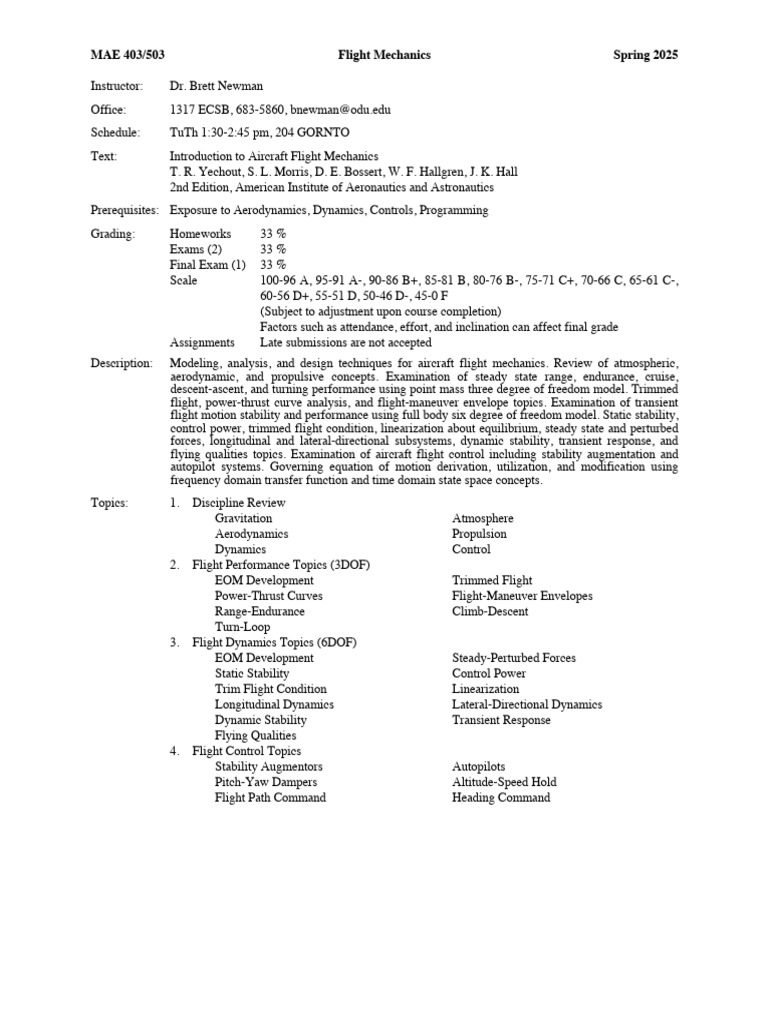 Syllabus | PDF | Flight | Steady State