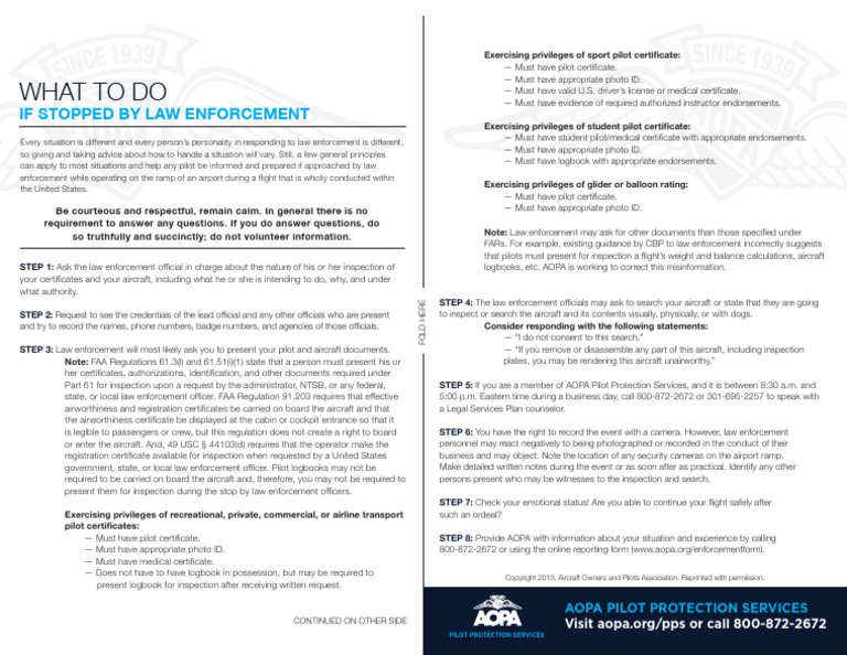 Pilot Rights During Law Enforcement Stops | PDF | Aircraft | Transport ...