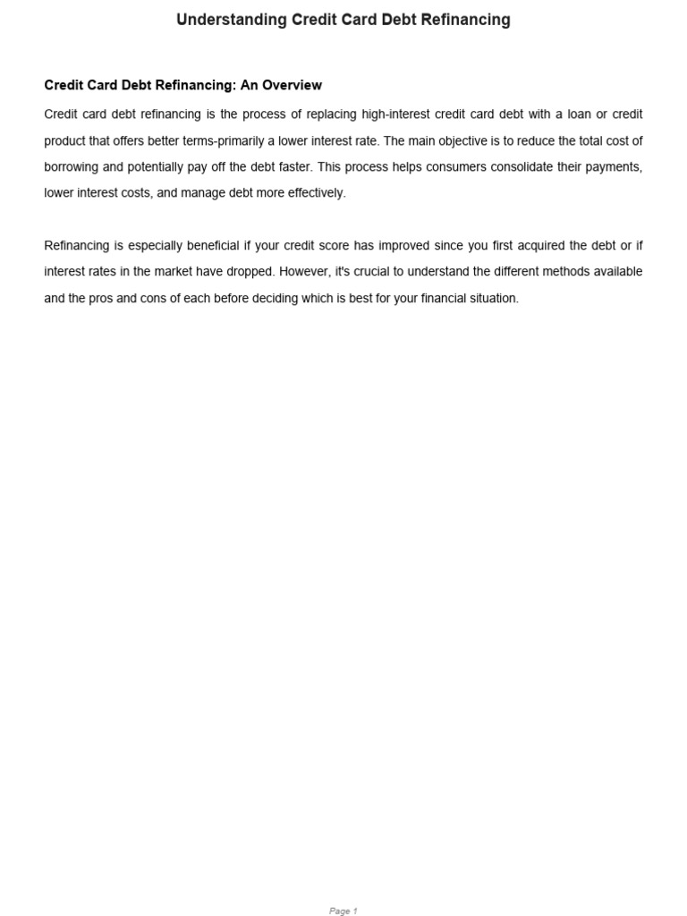 Credit Card Debt Refinancing Guide01 | PDF