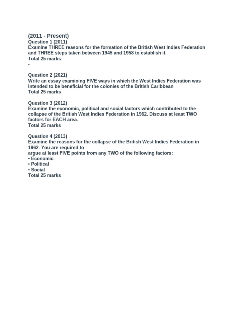 History Csec Qquestions | PDF