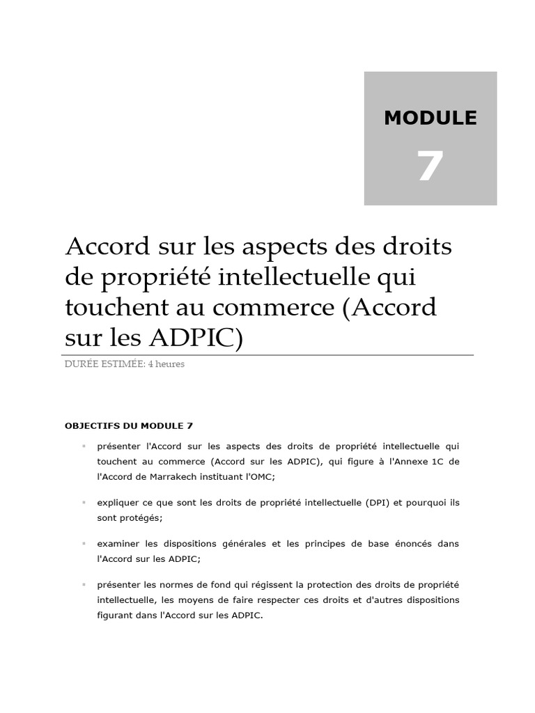 Comprendre l'Accord sur les ADPIC | PDF | Aspects des droits de ...
