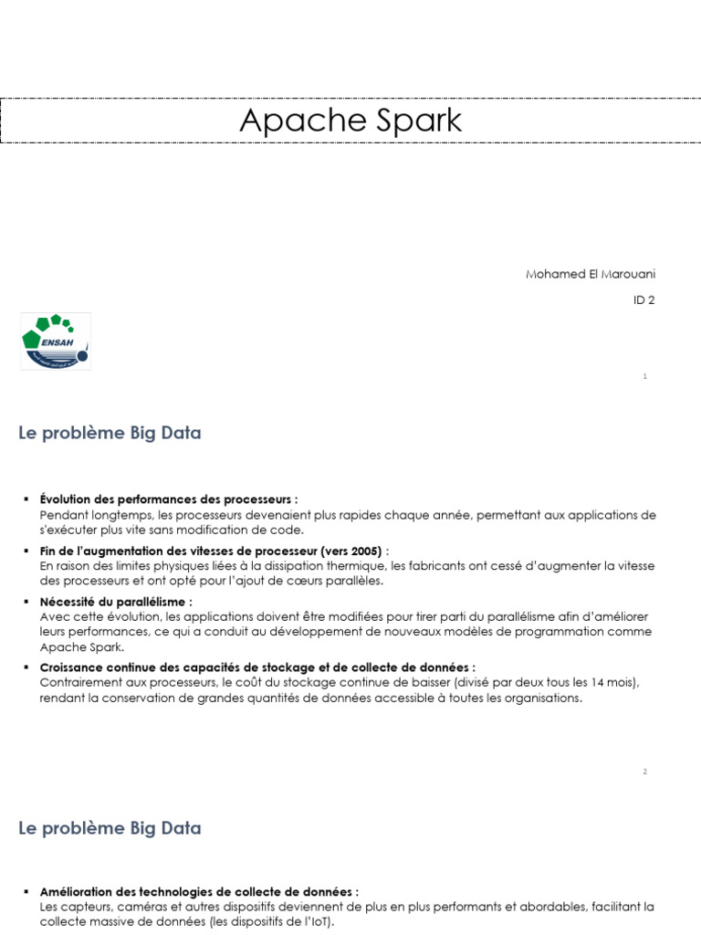Introduction à Apache Spark et Big Data | PDF | Apache Spark | MapReduce