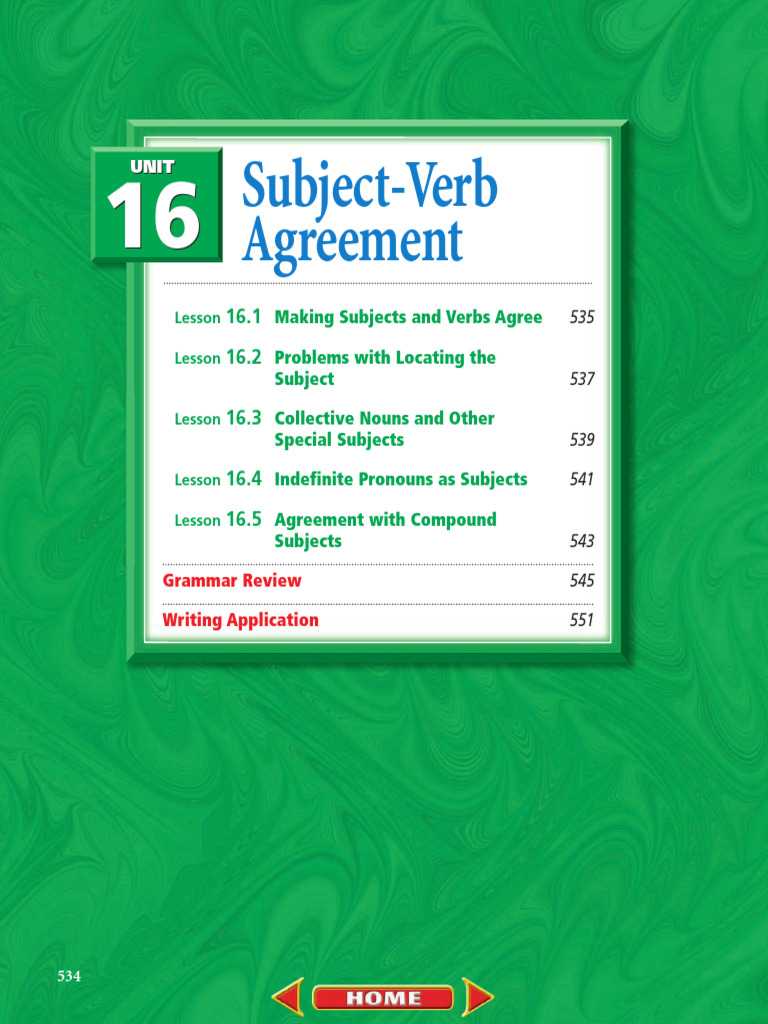 Subject Verb Agreement 7 | PDF | Subject (Grammar) | Grammatical Number