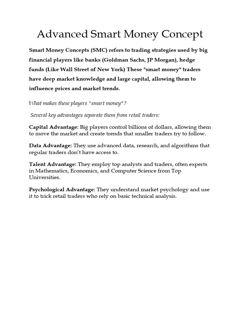 Advanced Smart Money Concepts Explained PDF Market Trend