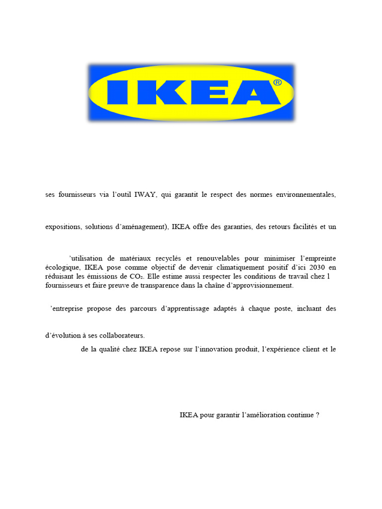 Gestion de la qualité chez IKEA : normes et pratiques | PDF ...
