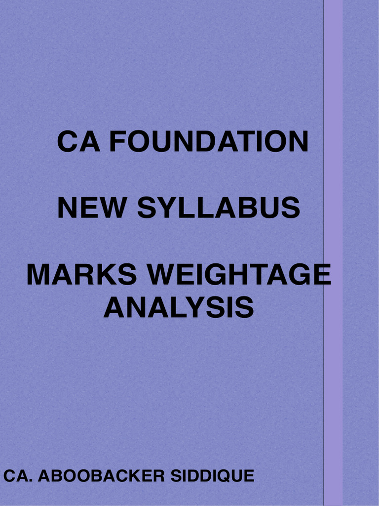 Ca Foundation Marks Weightage | PDF