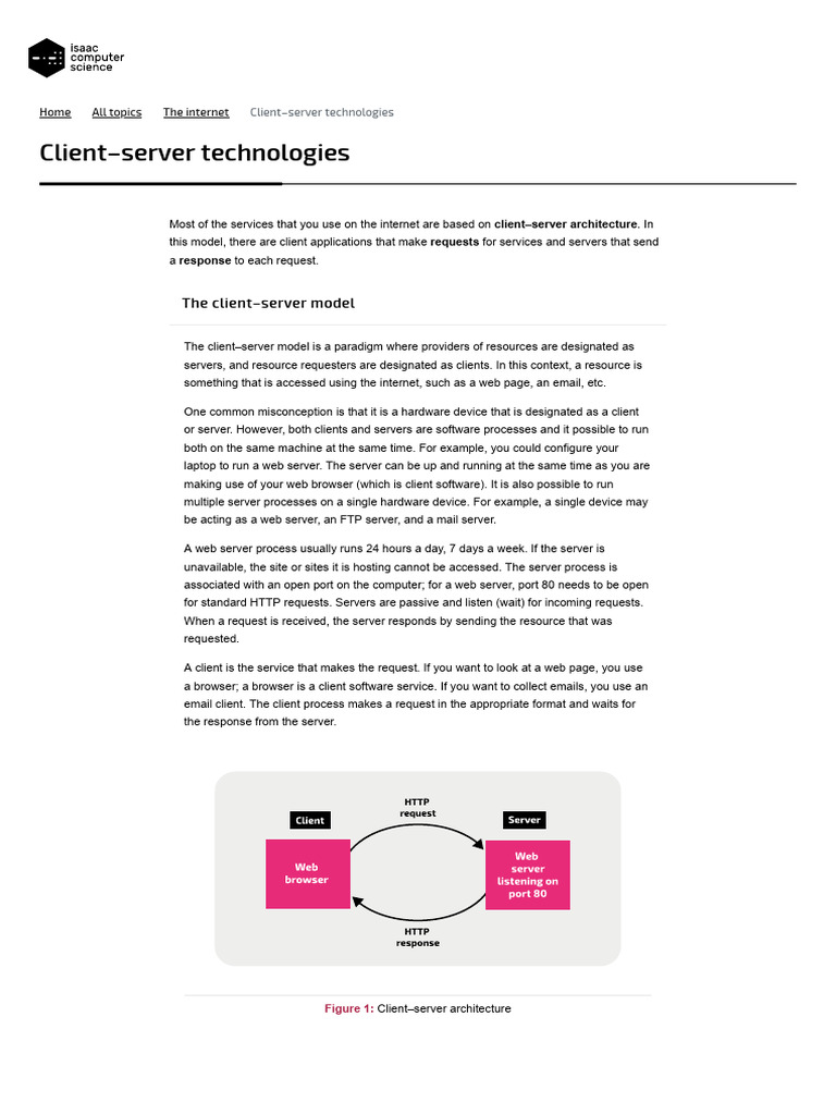 Client-Server Technologies - Isaac Computer Science | PDF | World Wide ...