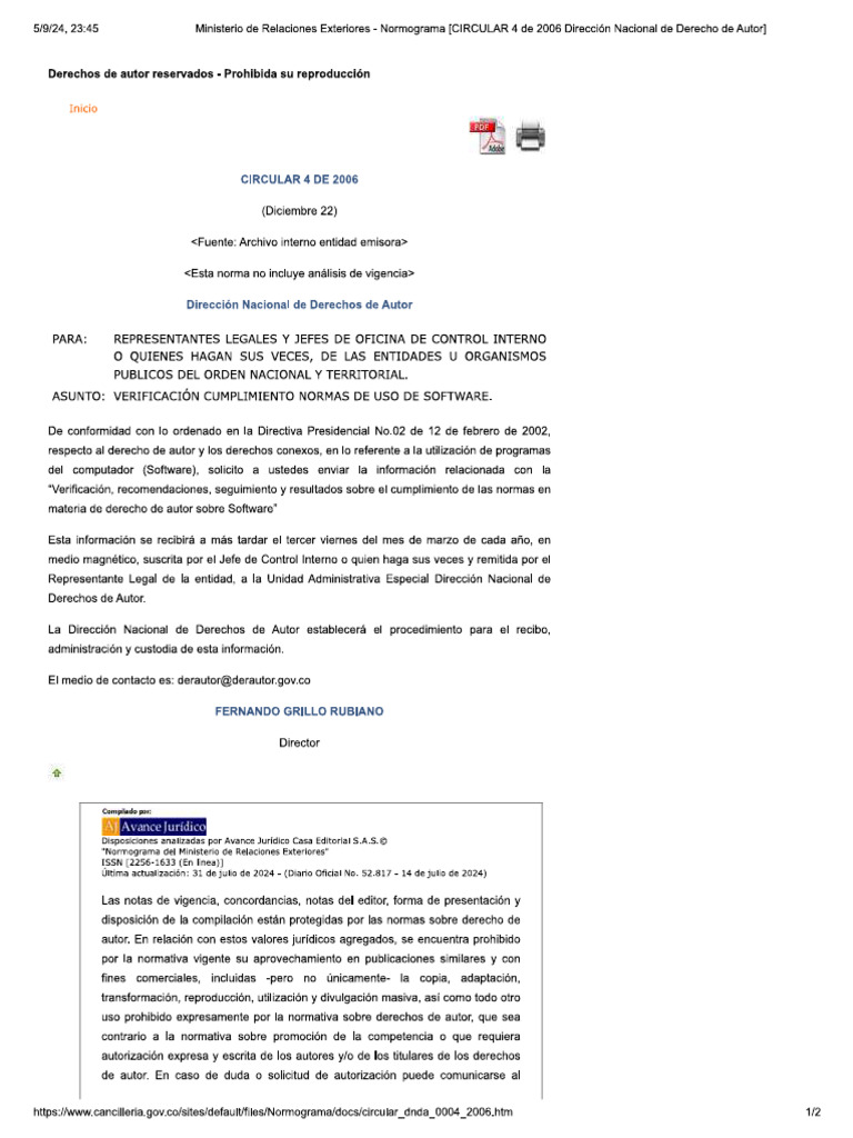 Circular 4 de 2006 | PDF