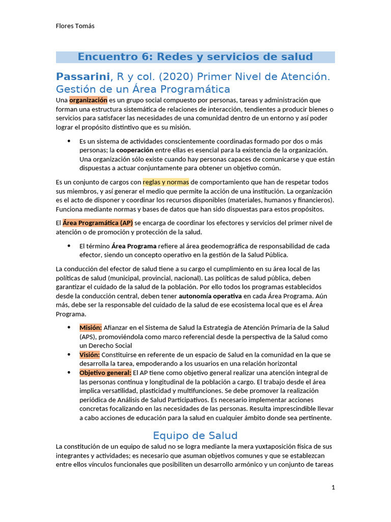 Encuentro 6 - Redes y Servicios de Salud | PDF | Cuidado de la salud
