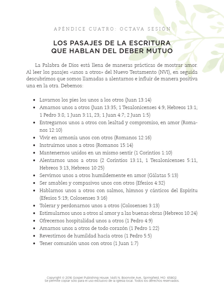 Appendix 4 One Another Passages Esp | PDF