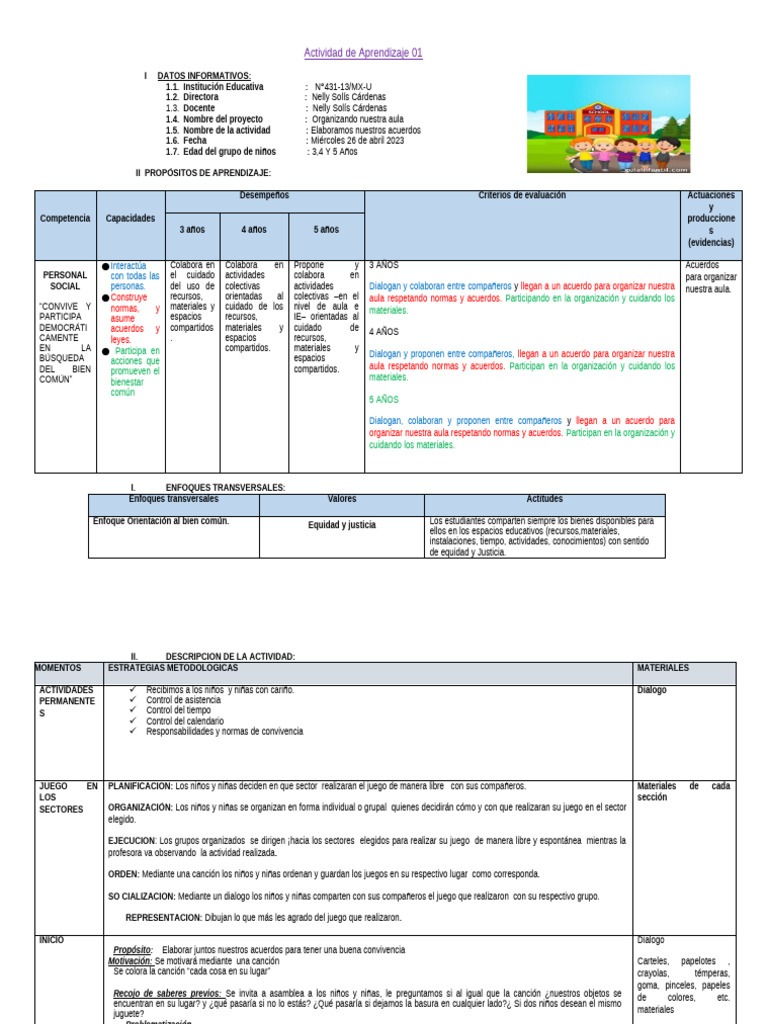 Actividad Miercole 26 Abril | PDF | Salón de clases | Aprendizaje