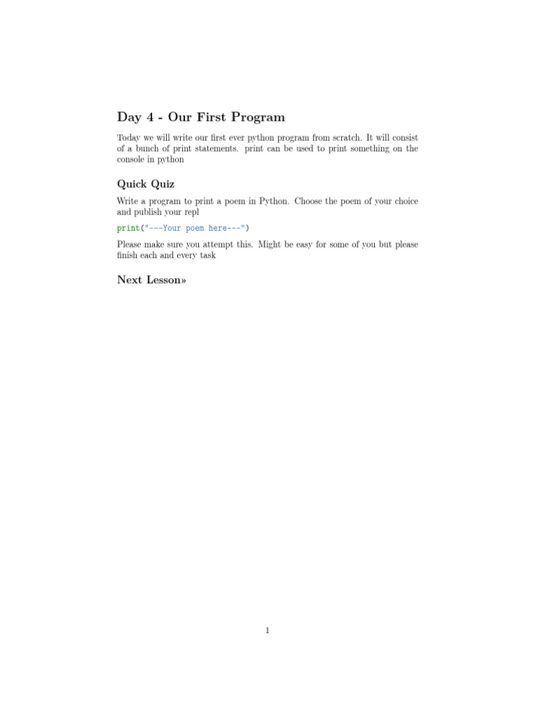 First Python Program: Print Statements | PDF