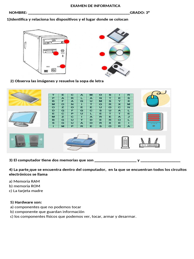 Examen de Informatica 3° | PDF