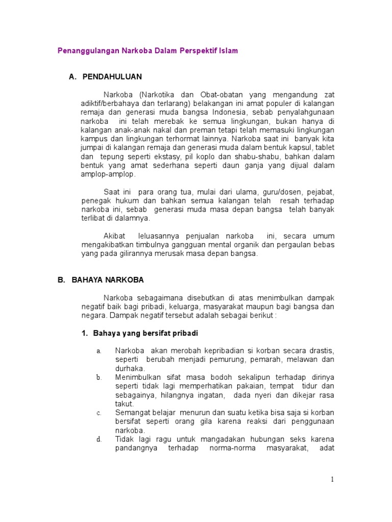 Makalah Narkoba Dalam Agama Islam Contoh Makalah