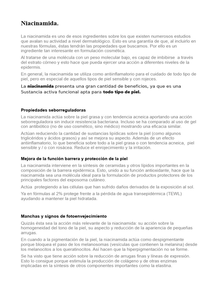 Beneficios de la Niacinamida en Piel | PDF | Piel | Lípido