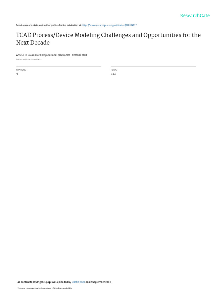 TCAD Modeling Challenges & Future Needs | PDF | Field Effect Transistor ...