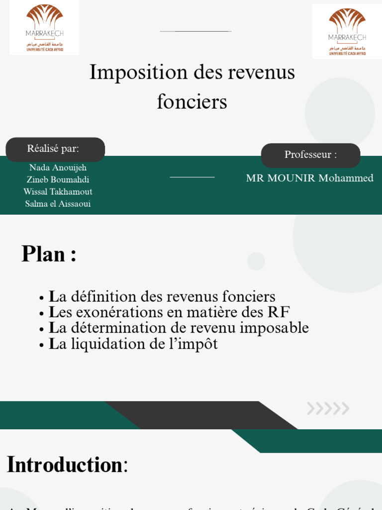 Imposition des Revenus Fonciers au Maroc | PDF | Impôt sur le revenu ...