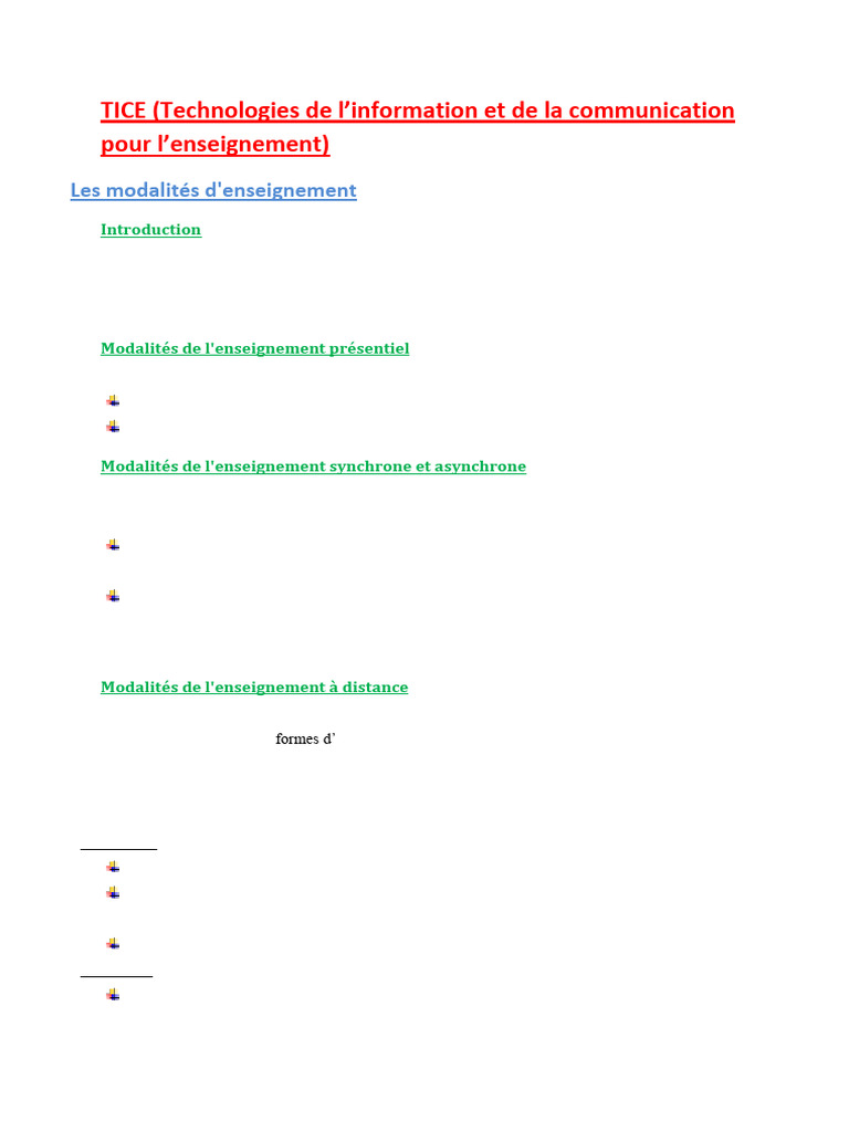 Modalités d'enseignement et TICE | PDF | Technologies de l'éducation ...