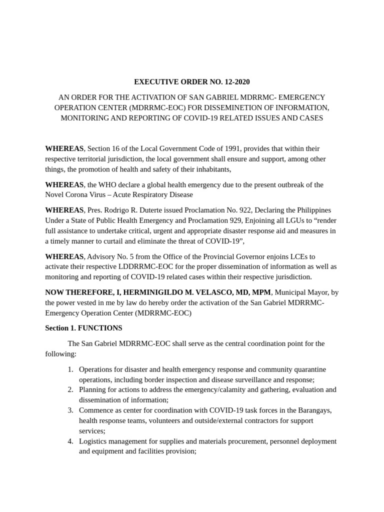 San Gabriel COVID-19 Emergency Order | PDF | Emergency Management