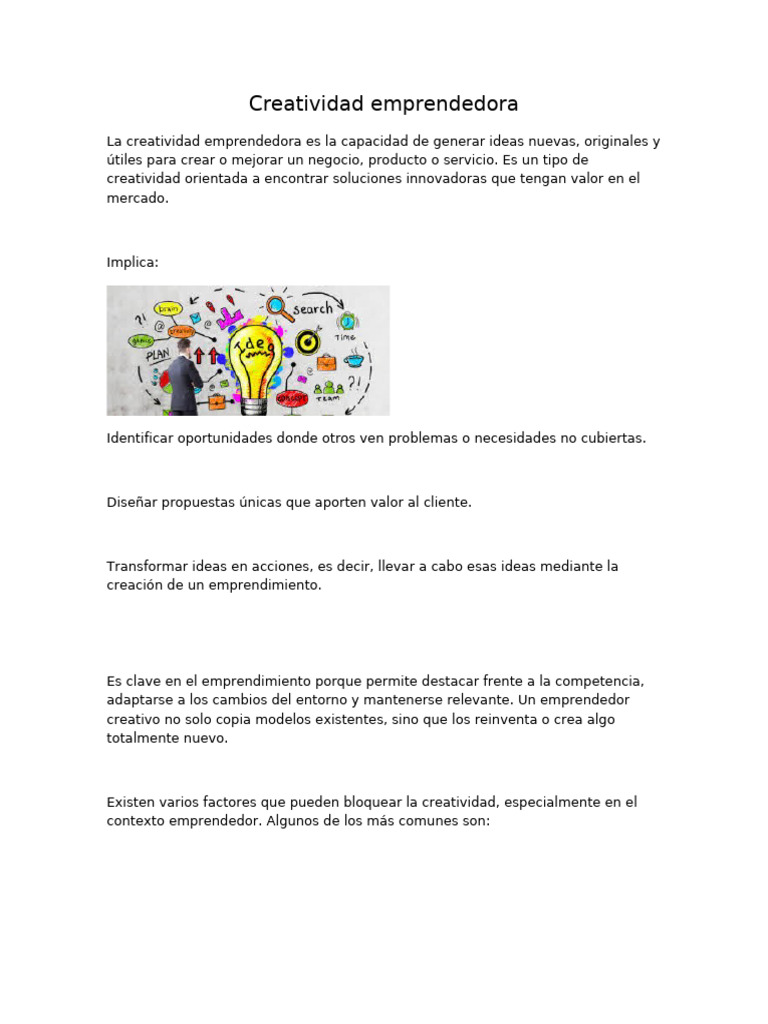 Creatividad Emprendedora | PDF | Iniciativa empresarial | Creatividad
