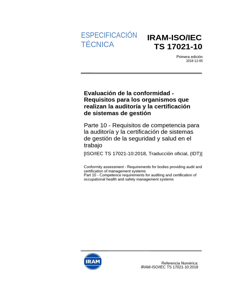 Requisitos de Competencia ISO/IEC 17021-10 | PDF | Organización ...