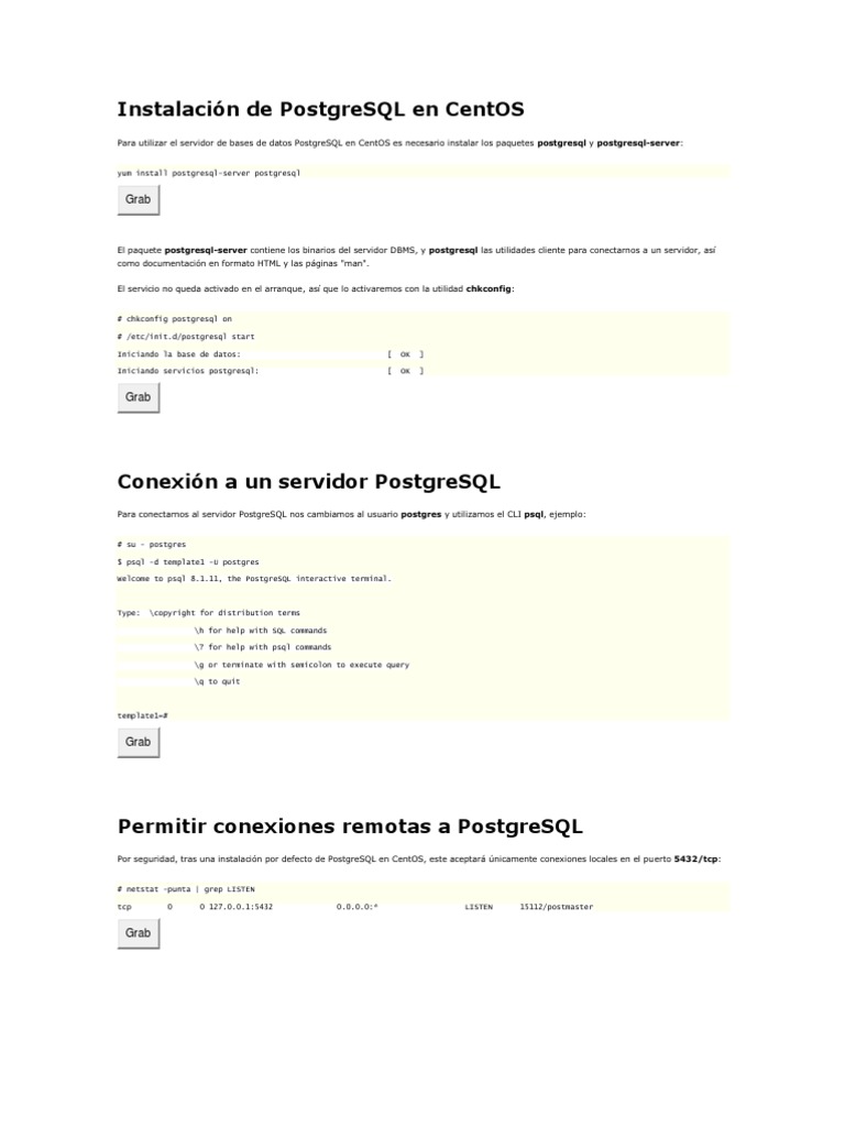 Instalación de PostgreSQL en CentOS | PDF | Postgre Sql | Contraseña