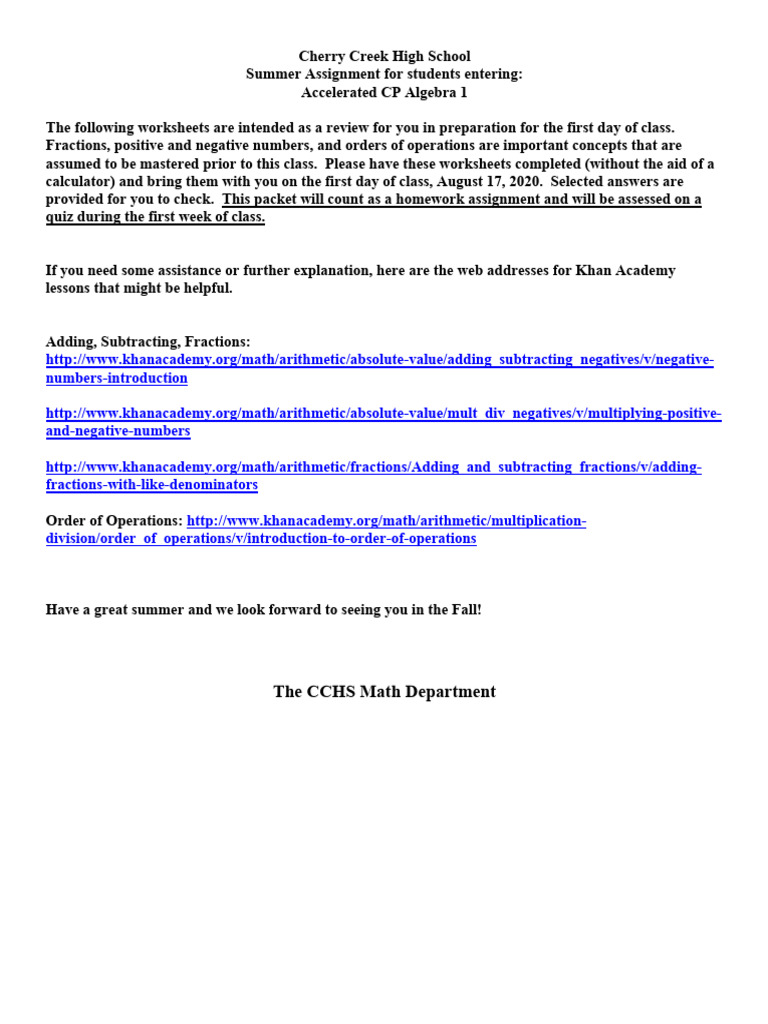 A CCCP Algebra 1 Summer 2020 | PDF | Cartesian Coordinate System ...