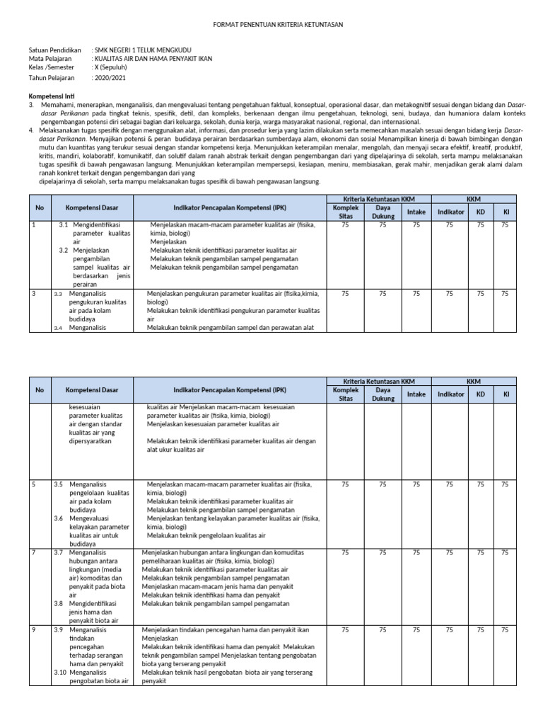 Format Penentuan KKM | PDF