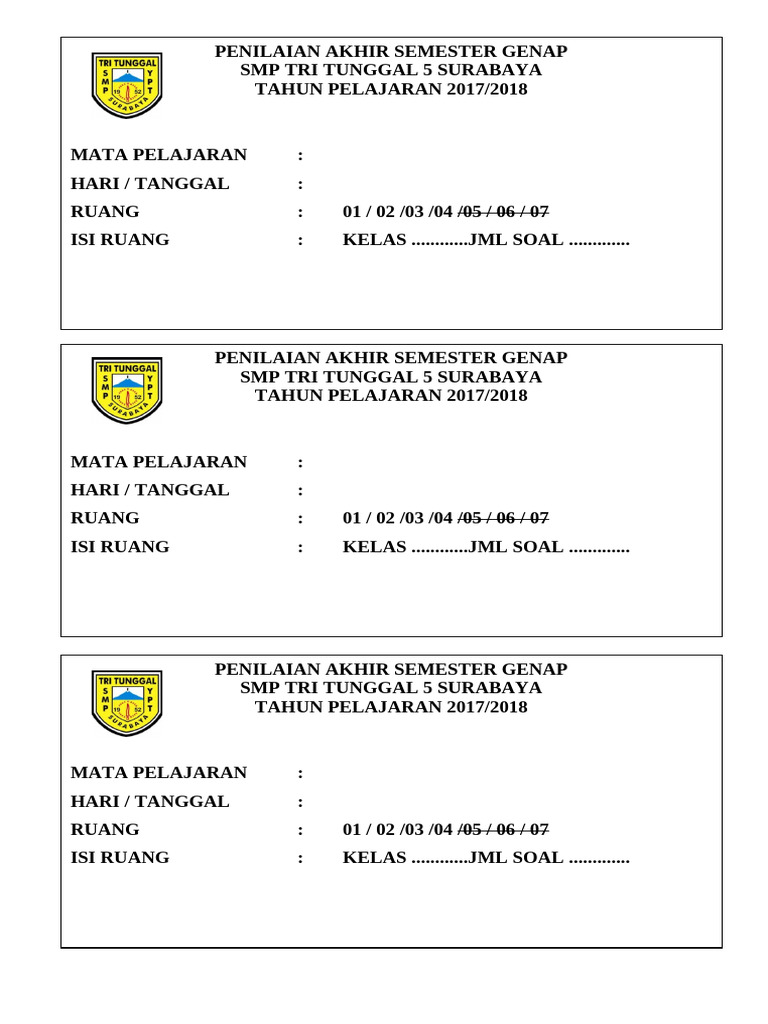 Penilaian Akhir Semester SMP Tri Tunggal | PDF