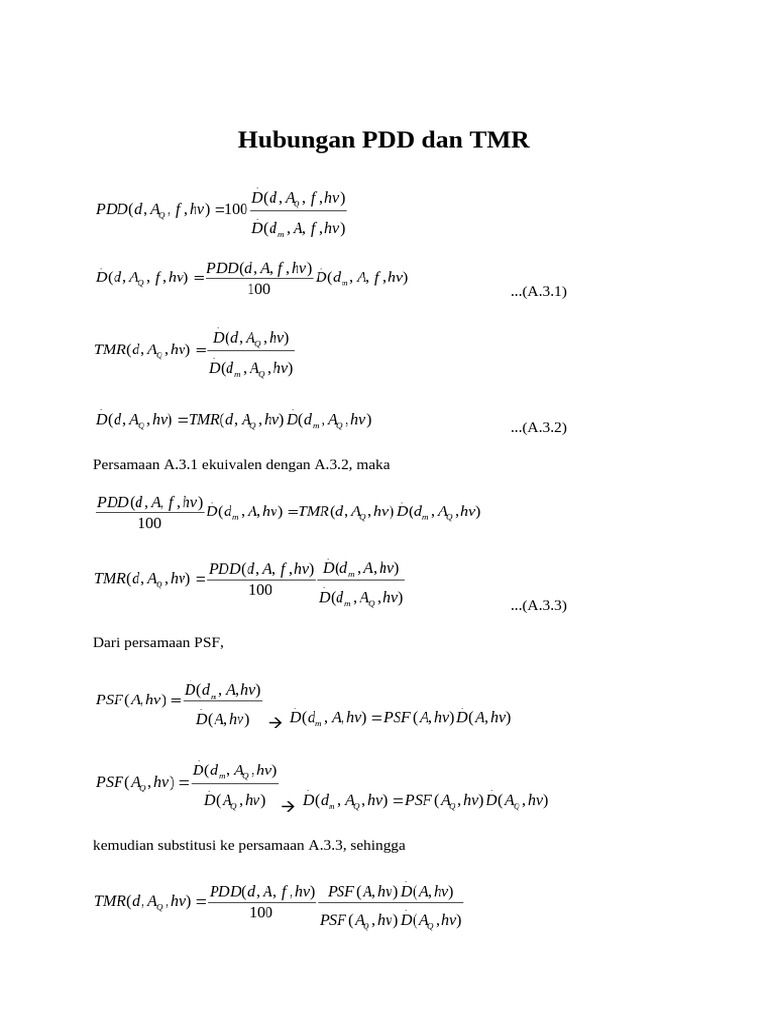 Hubungan PDD dan TMR dalam Kalkulasi MU | PDF