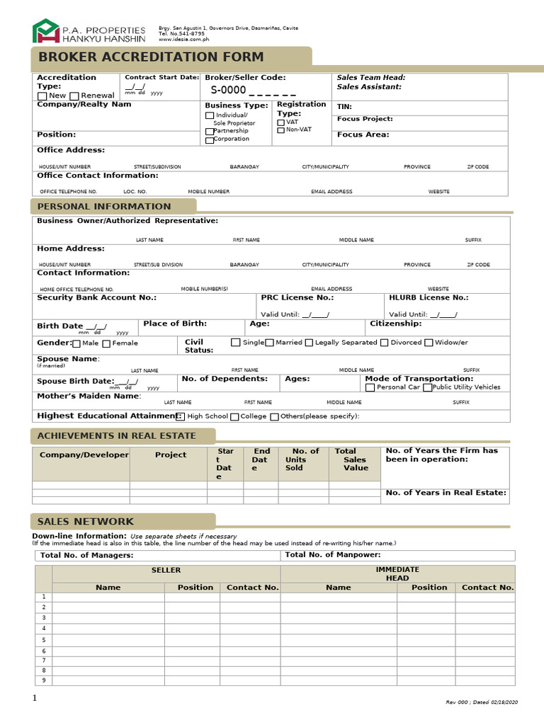 Broker Accreditation Application Form | PDF | Privacy