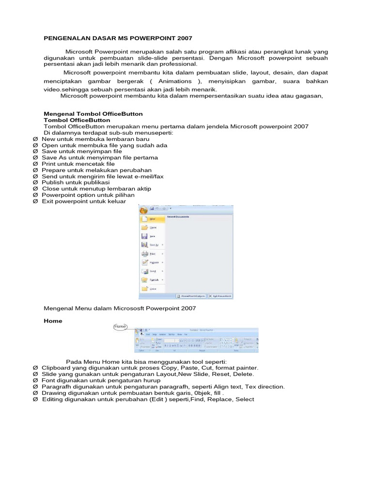 Pengenalan Microsoft PowerPoint 2007 | PDF