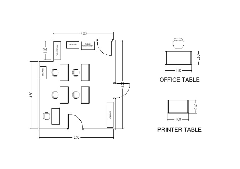 Office Table and Drawer Dimensions | PDF