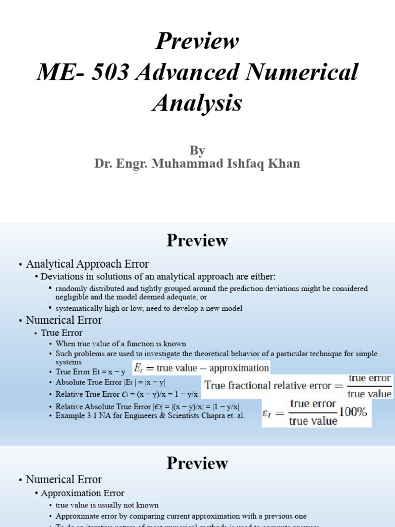 Preview ME - 503 Advanced Numerical Analysis | PDF | Numerical Analysis ...