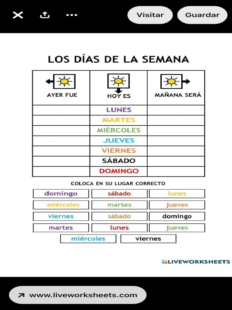 Días de La Semana Interactive Exercise For 1º | PDF