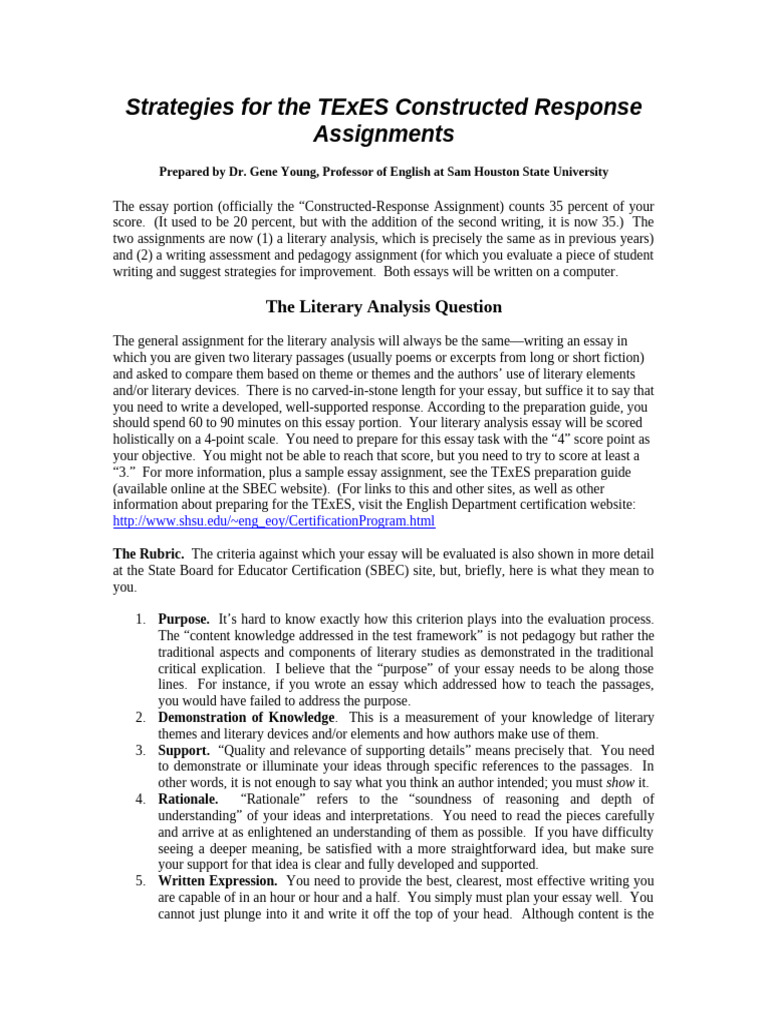 Stategies For The TExES Constructed Responses | PDF | Essays | Knowledge
