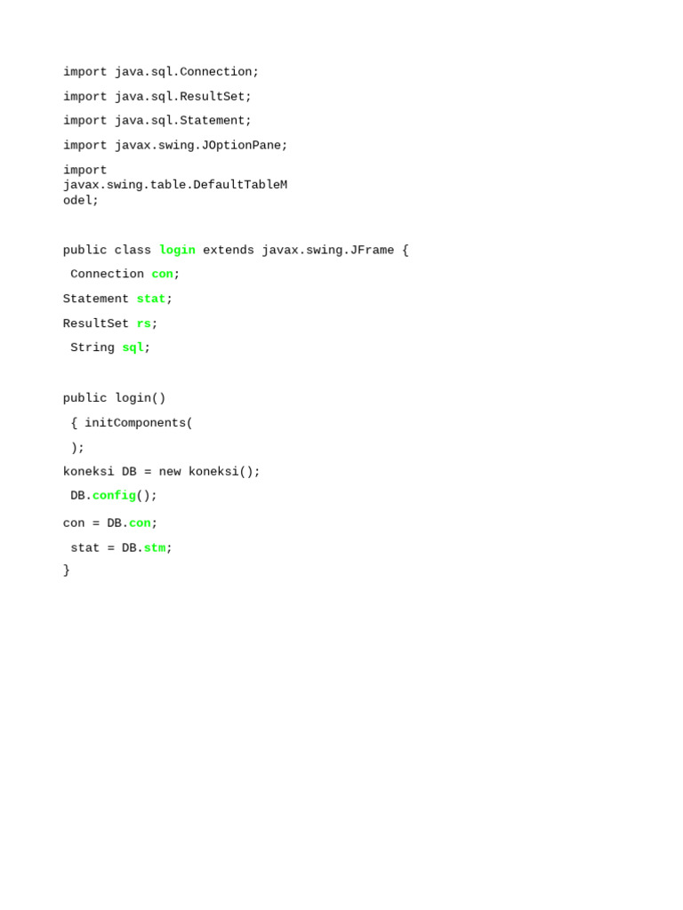 Java Login Class with Database Connection | PDF
