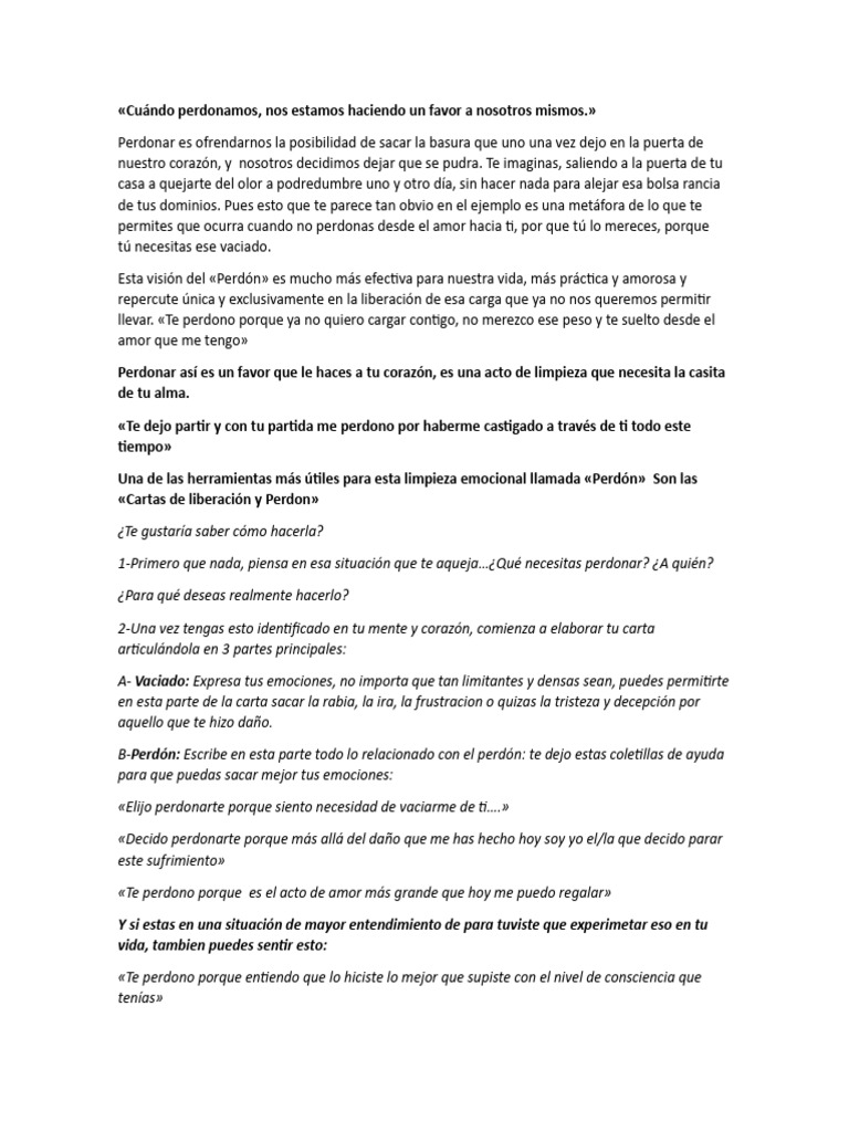 Carta de Liberación y Perdón | PDF | Amor | Perdón