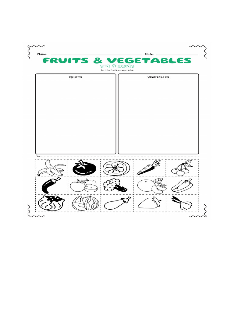 Cut Fruits And Vegetables Worksheet 174784 Jpg Pdf
